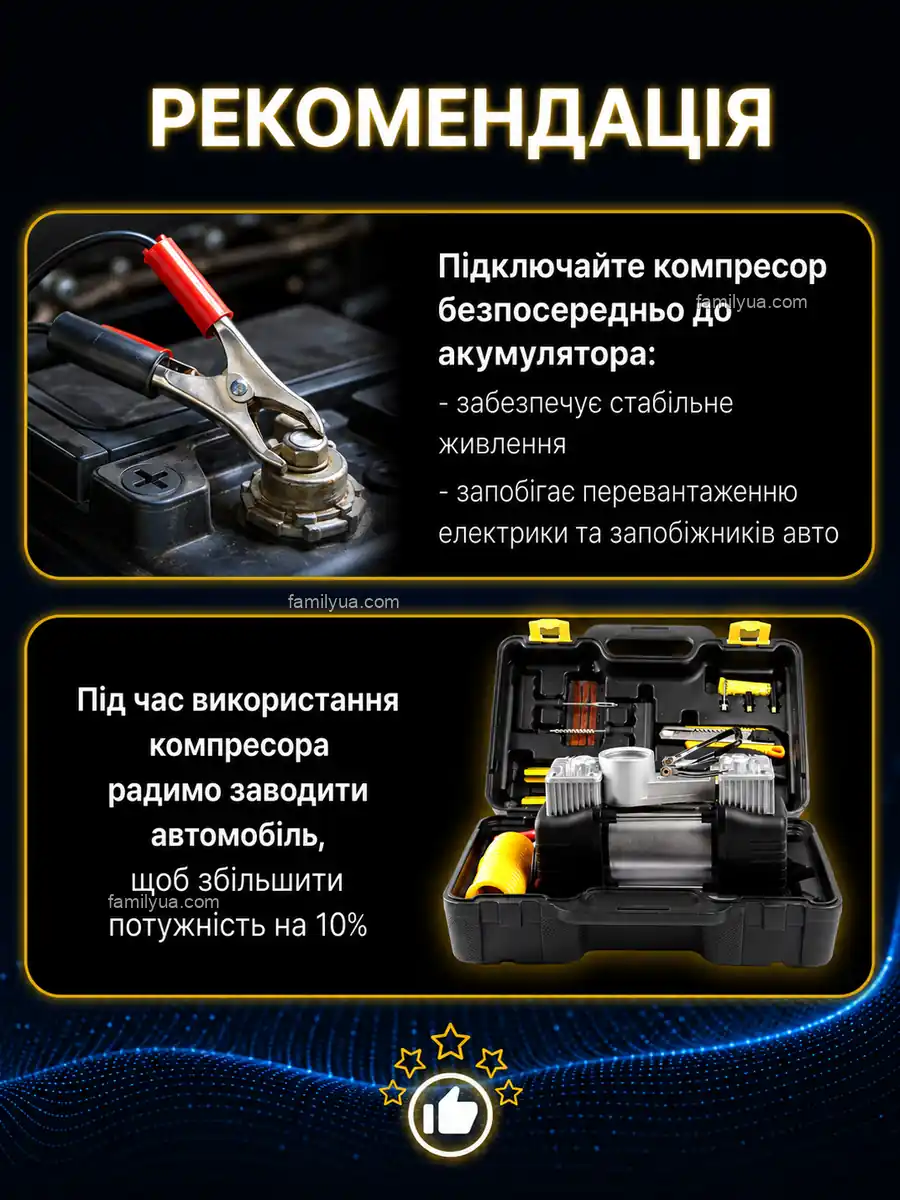 Комплектація автомобільного компресора