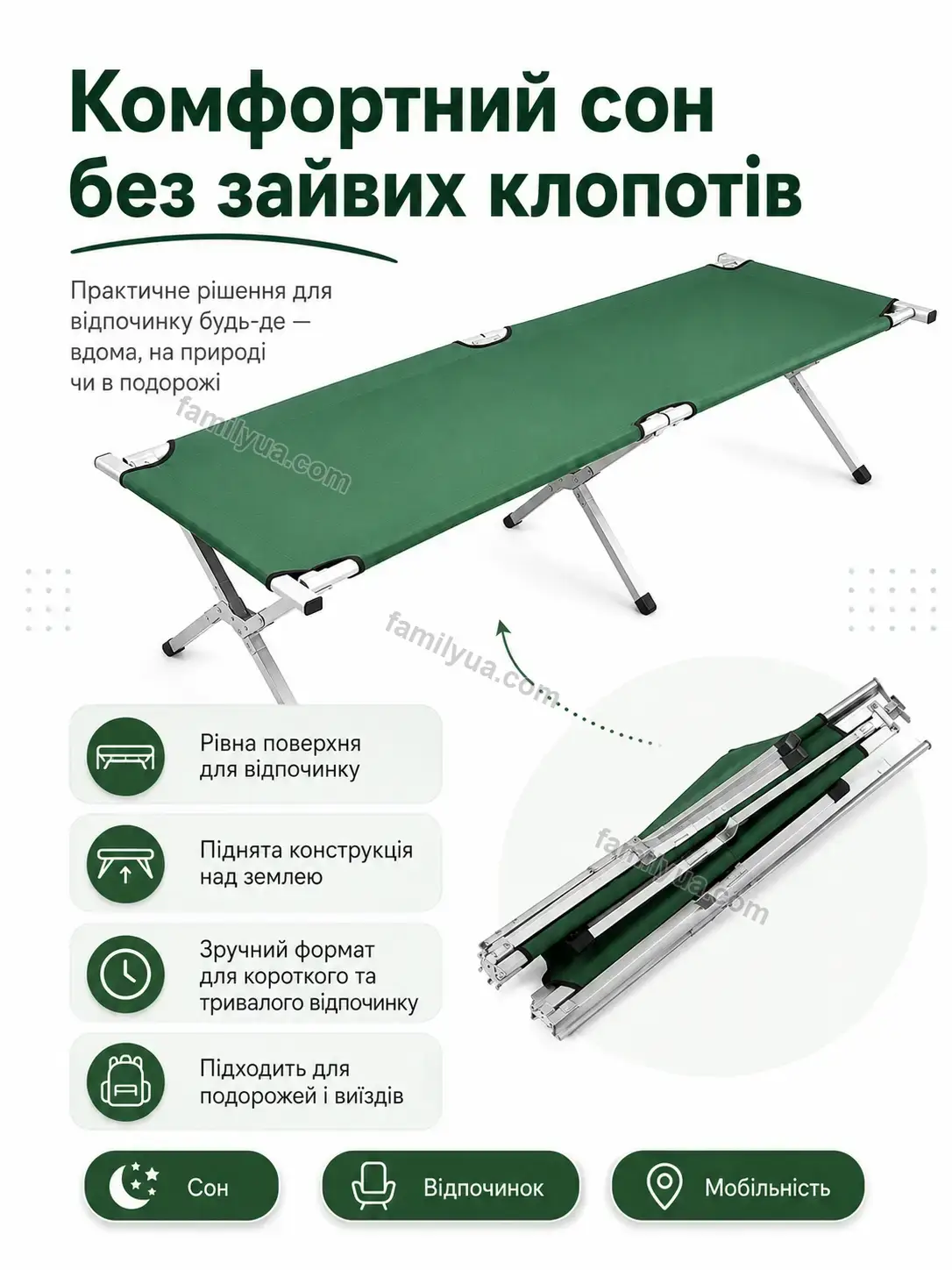 ✨ Уличная портативна складная кровать Svitlo Go Bright - використання