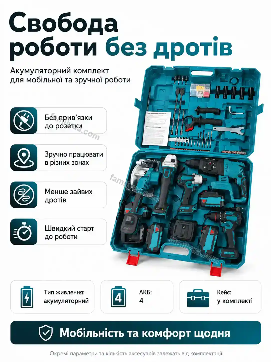 🔧 Набір акумуляторних інструментів Laska Lite Calm - фото