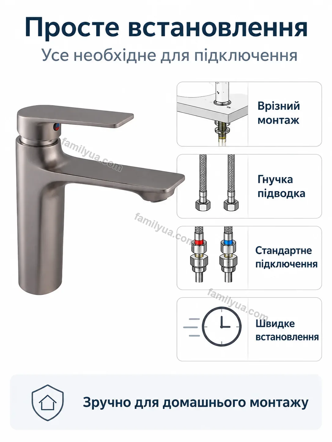 ✨ Смель для раковины однорычажный Dobra Easy Soft - використання