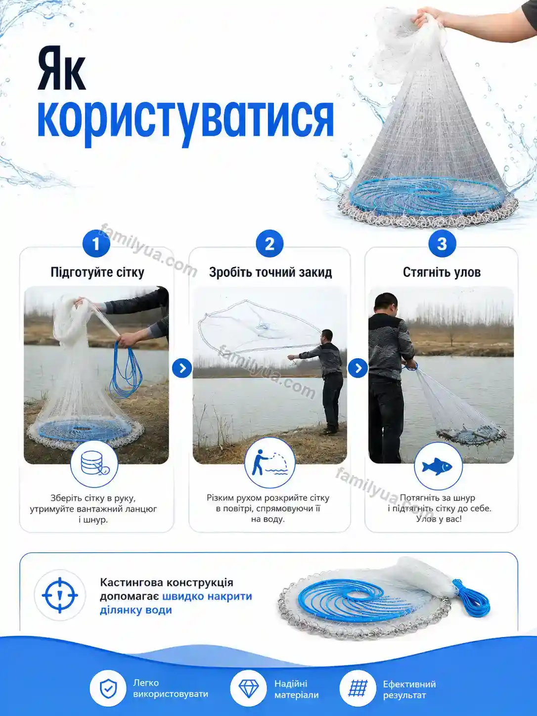 ✨ Рыболовная сеть кастинговая сеть Lagom Lite Urban - деталі