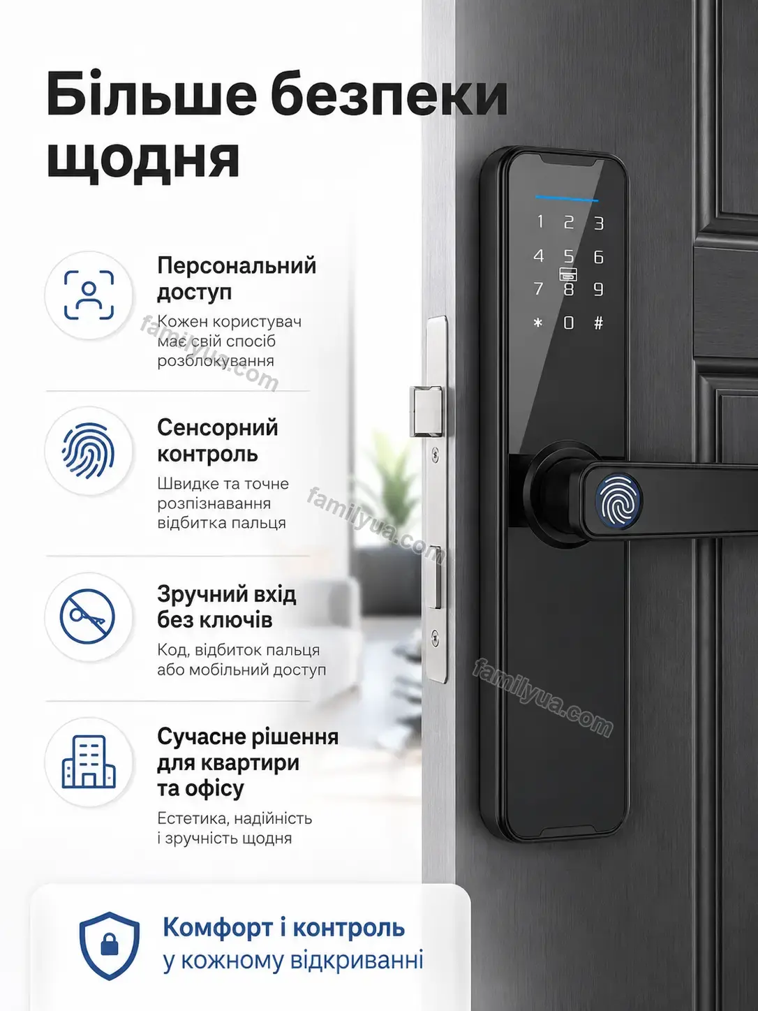 ✨ Дверной замок сенсором паролем Tysa Glow Calm - деталі