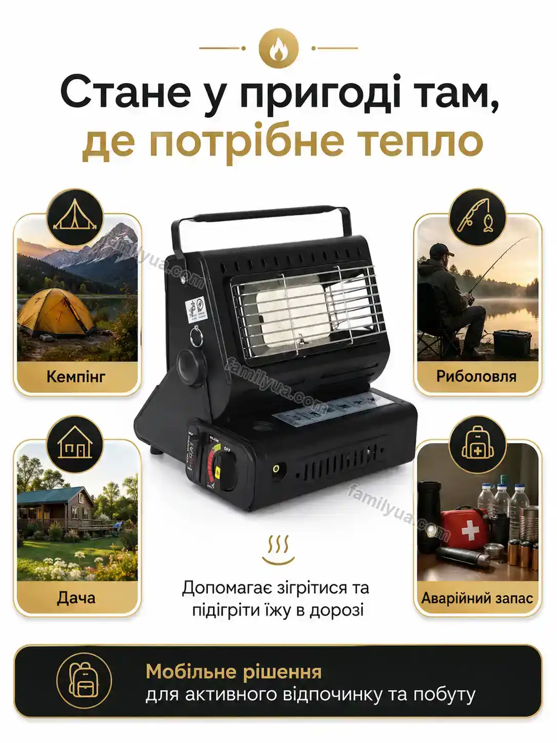 🔥 Портативний міні-обігрівач для обігріву та приготування їжі Ruta Care Calm - деталі