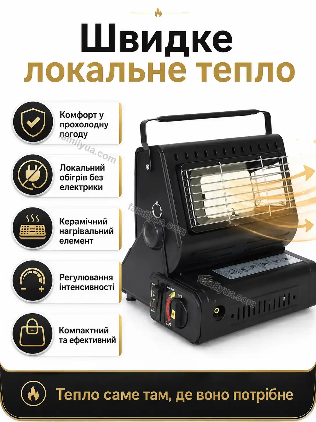 🔥 Портативний міні-обігрівач для обігріву та приготування їжі Ruta Care Calm - фото