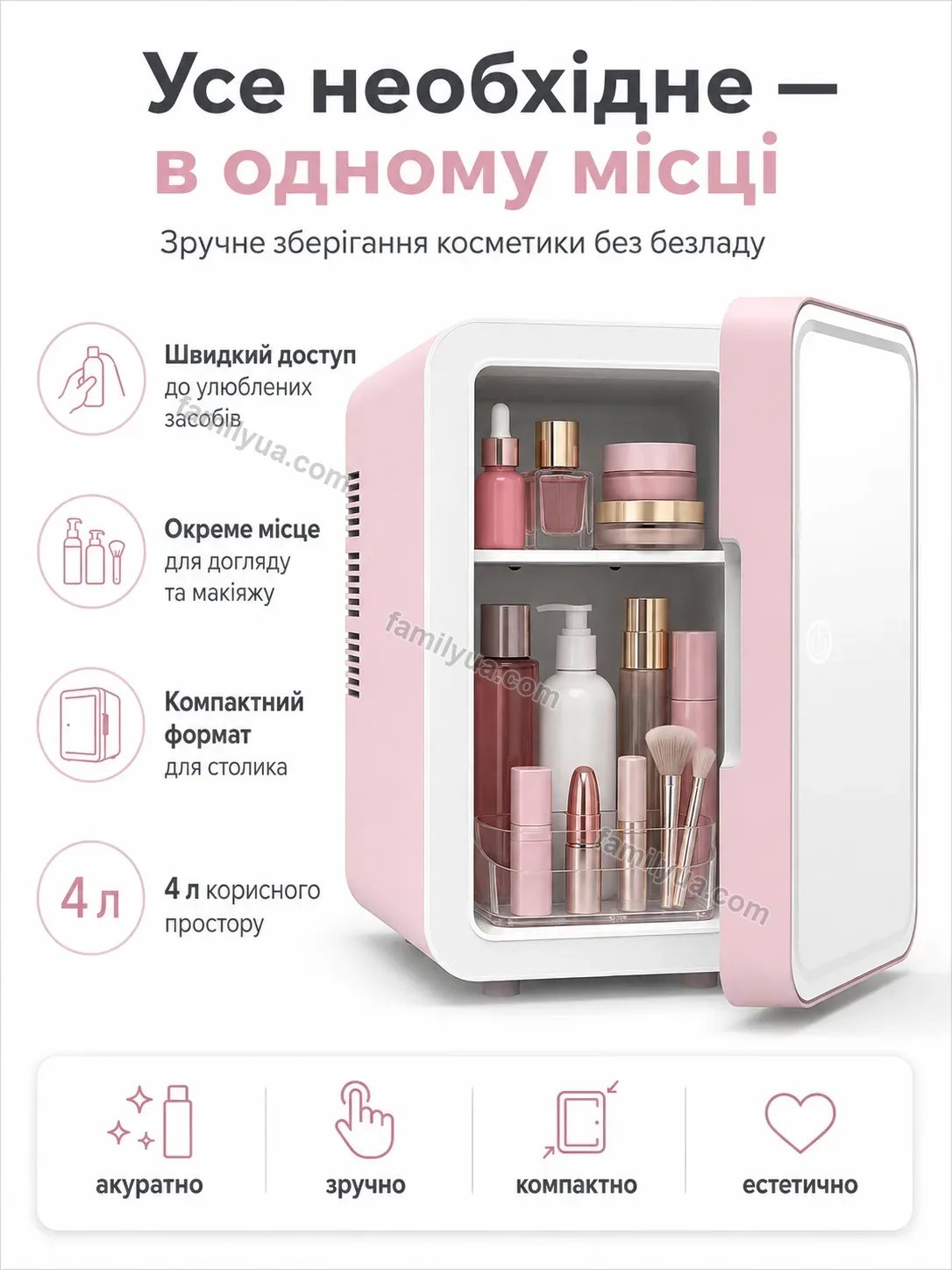 🧊 Міні холодильник для косметики та макіяжу Sonia Mini Calm - фото