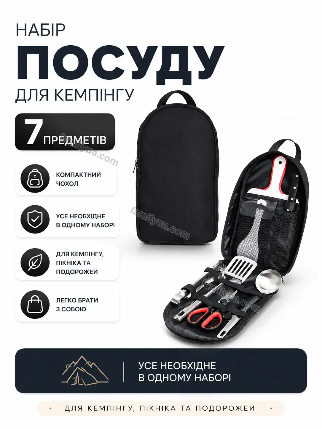 ✨ ️ набір посуду для кемпінгу з 7 предметів Joyvia Wave Bright