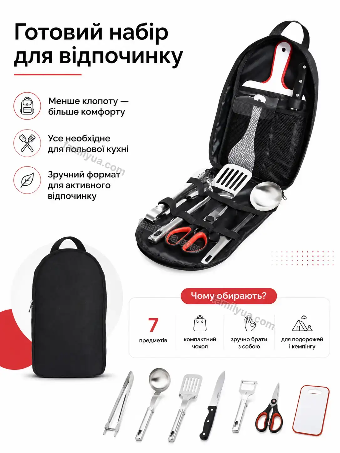 ✨ ️ набір посуду для кемпінгу з 7 предметів Dobra Wave Bright - фото