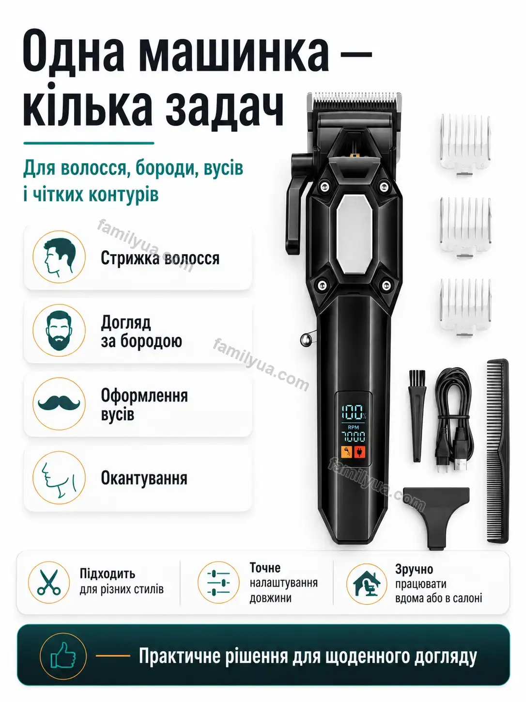 💵 Акумуляторна машинка для волоссяся та бороди Sonia Plus Bright - фото