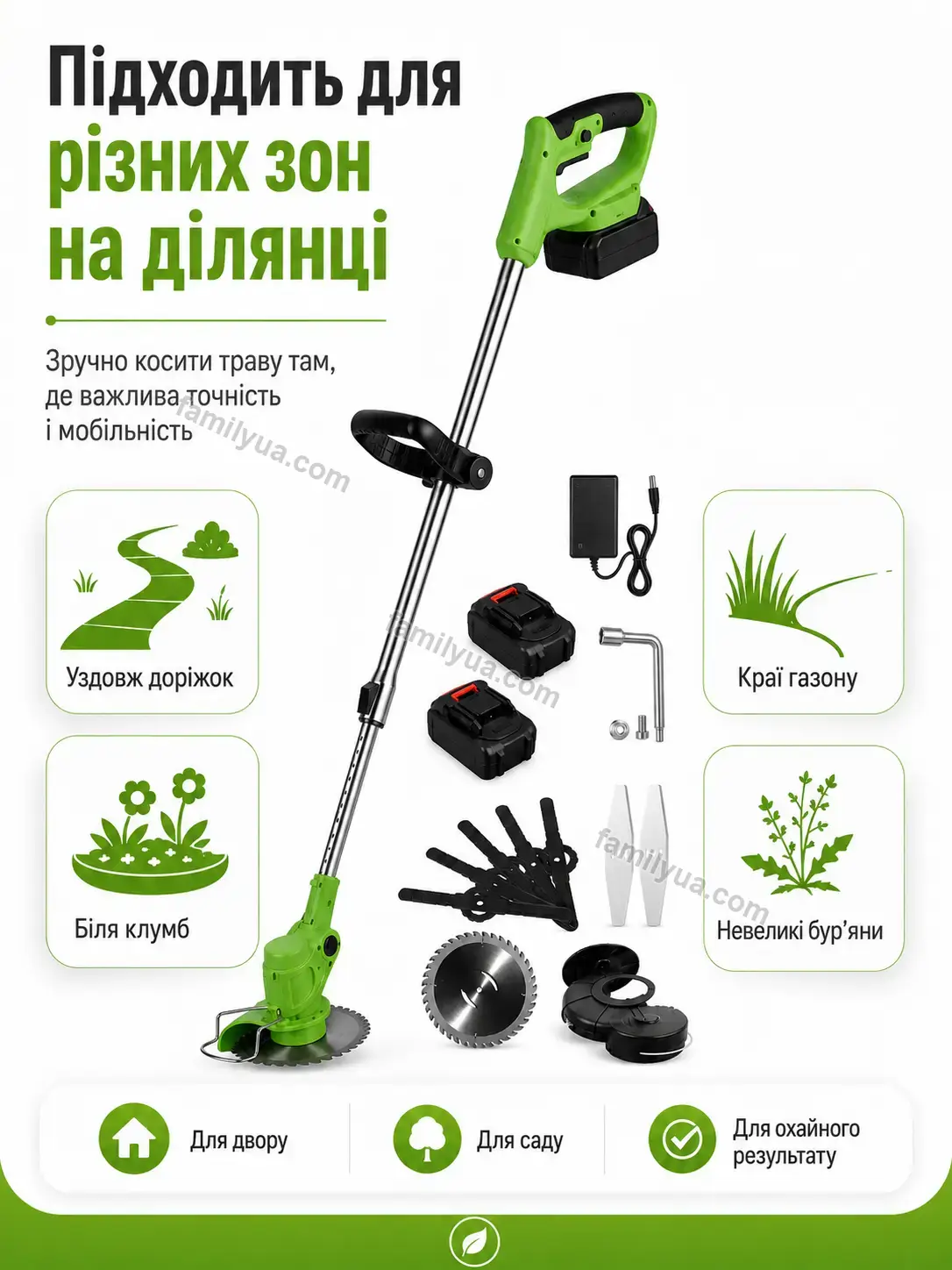 🔋 Газонокосарка на коліщатках та тример для газону , 2 акумулятори Vira Go Bright - фото