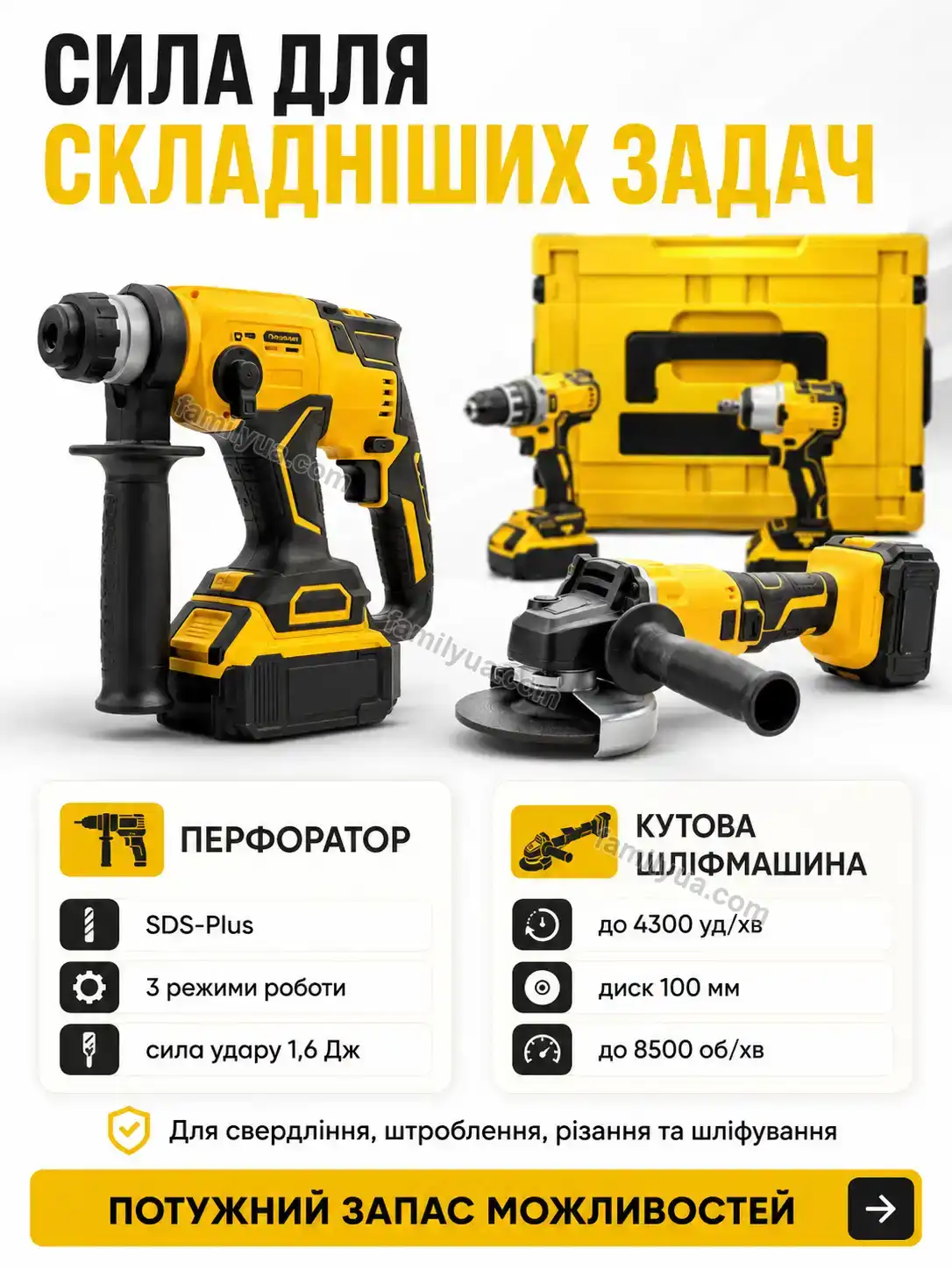 🔧 Набір інструментів 4 в 1 з 4 акумуляторами Svitlo Lite Calm - фото