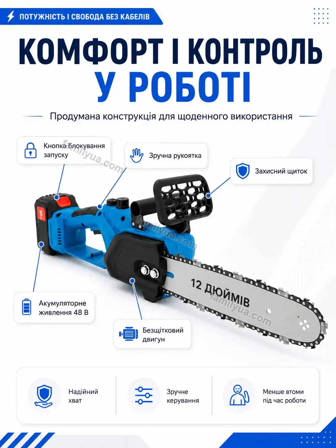 🔋 Акумуляторна ланцюгова пила , 2 акумулятори, 12 Laska Plus Calm - використання