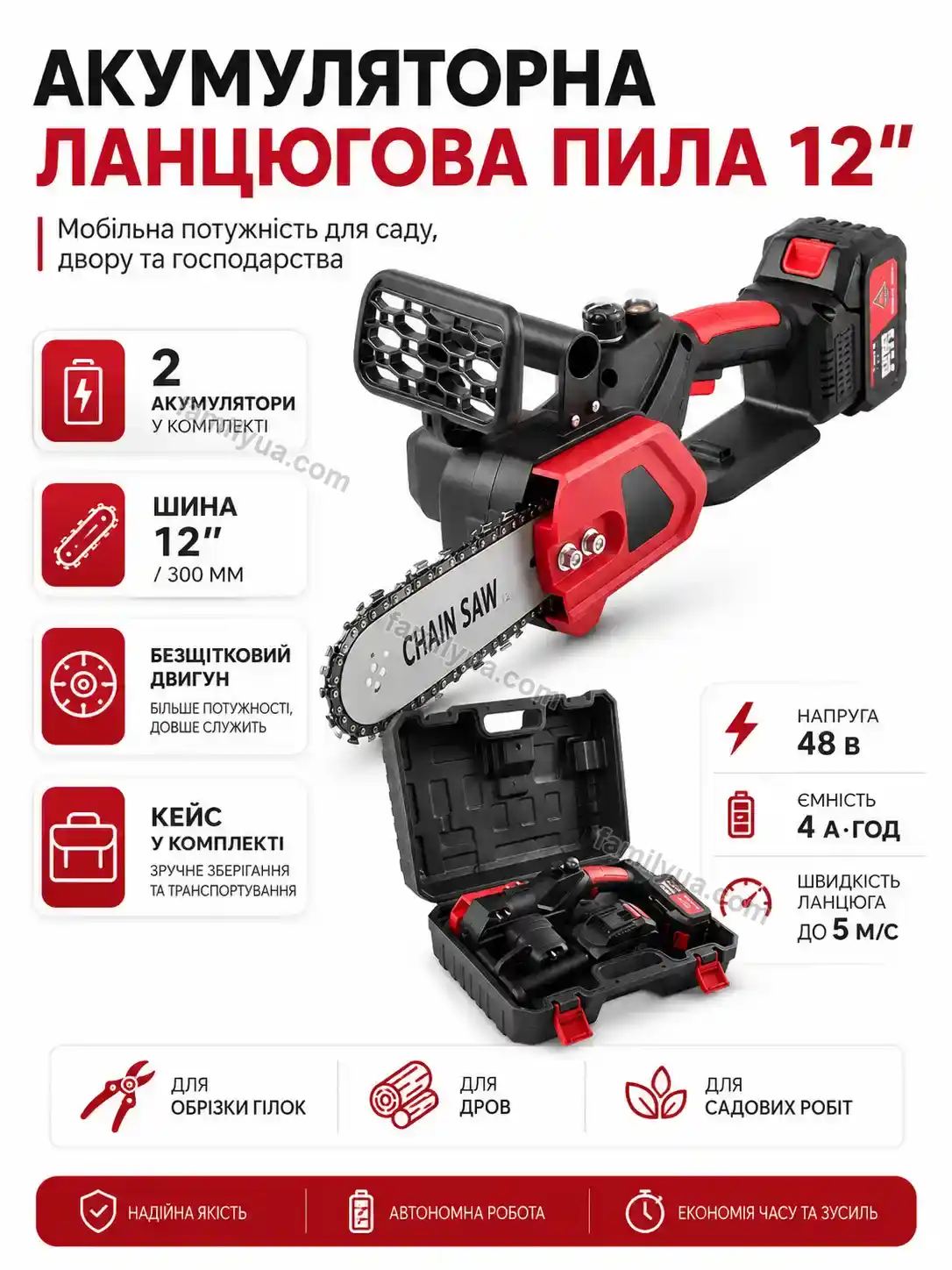 Акумуляторна ланцюгова пила ForestCore 12 Lagom Plus Calm