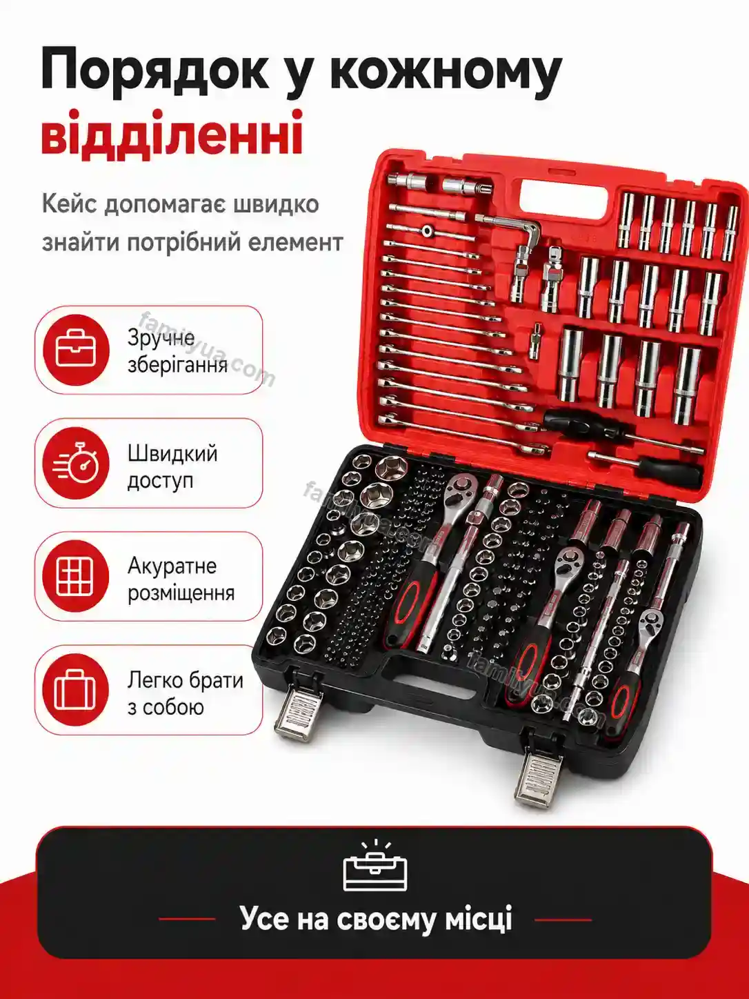 🔧 Набір інструментів для автомобіля 216 предметів Tysa Go Calm - фото