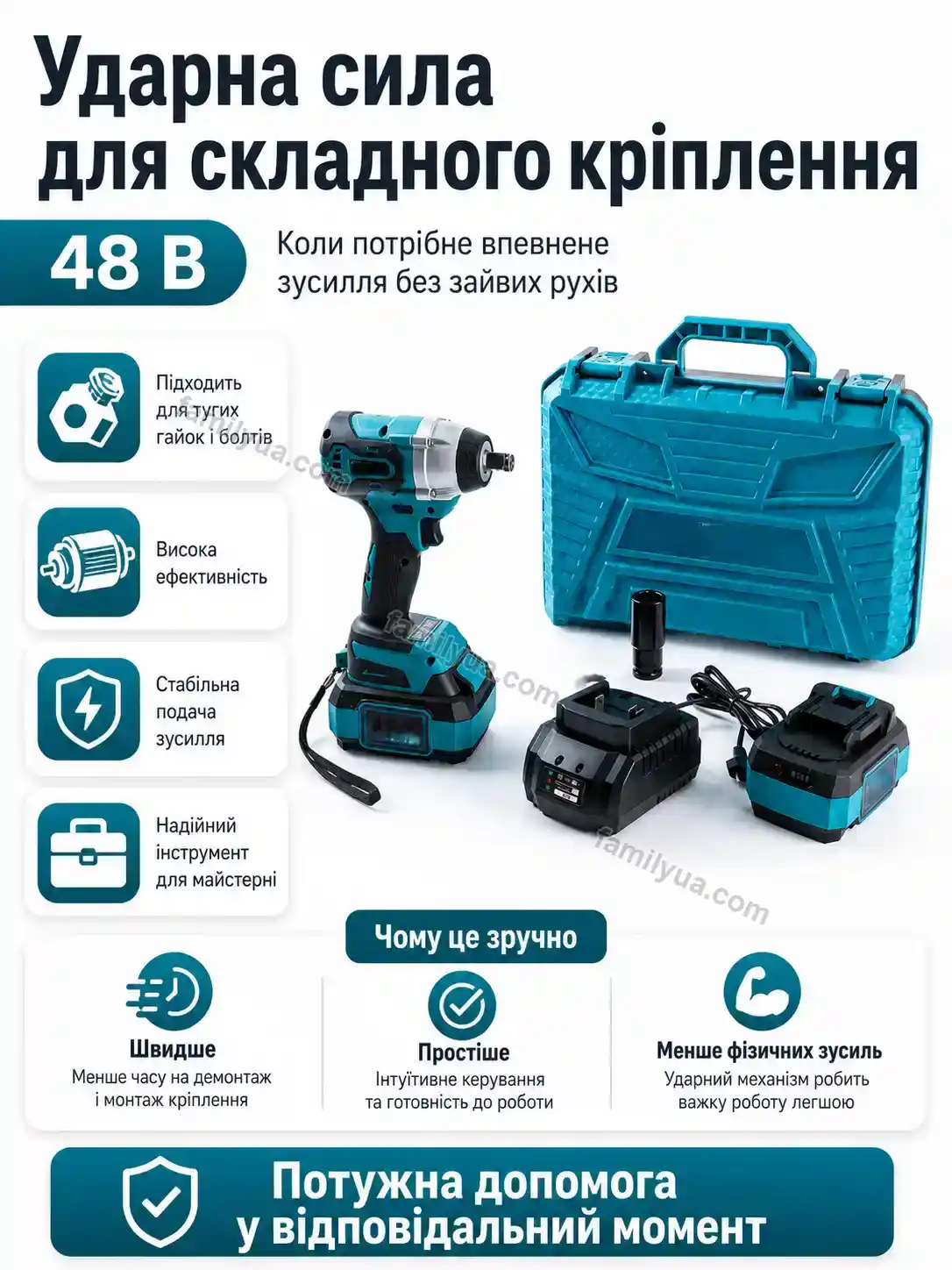 🔋 Акумуляторний ударний гайковерт , безщітковий Svitlo Care Calm - фото
