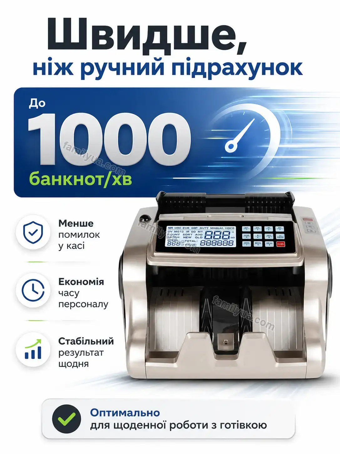 💵 Лічильна машинка для грошей, модель 6600 Zorya Lite Calm