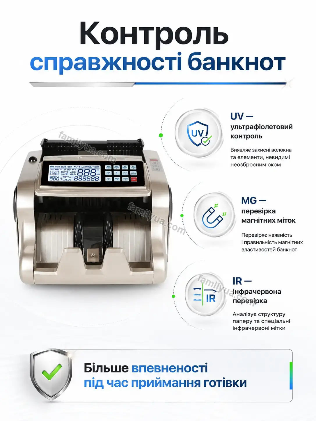 💵 Лічильна машинка для грошей, модель 6600 Zorya Lite Calm - деталі