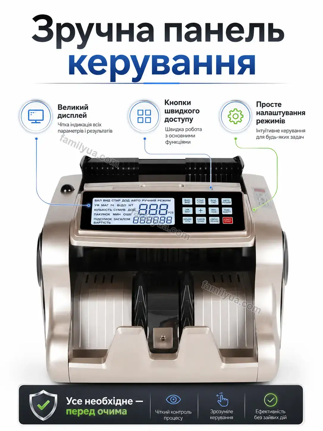 💵 Лічильна машинка для грошей, модель 6600 Zorya Lite Calm - фото
