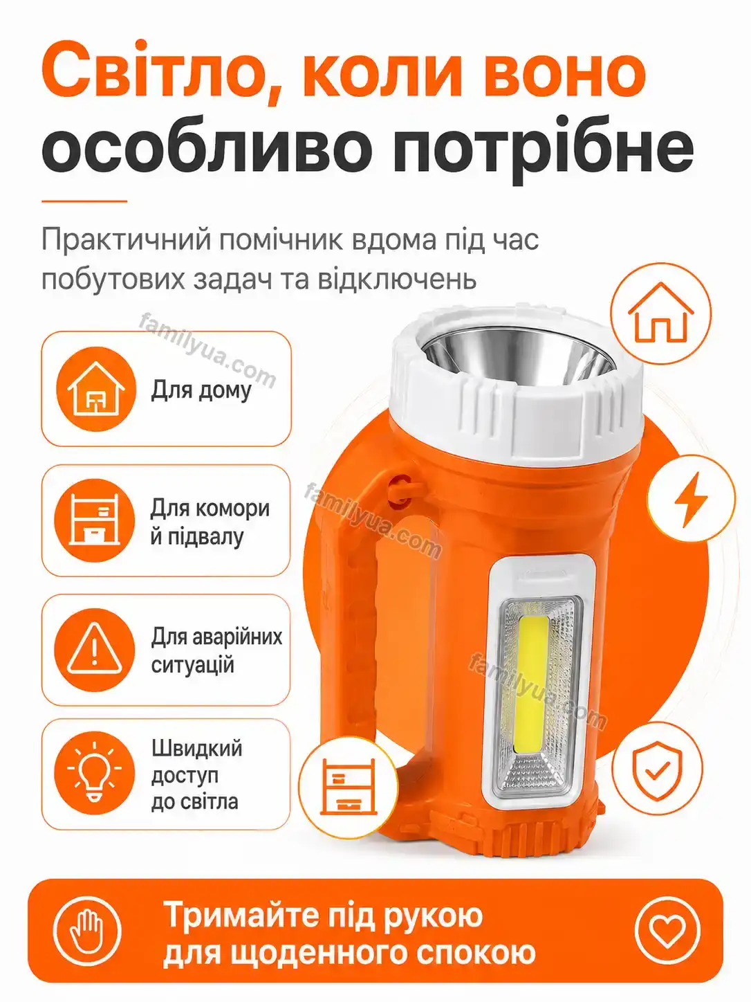 ✨ Ліхтар-прожектор для дому, гаража та відпочинку Tysa Mini Bright - деталі