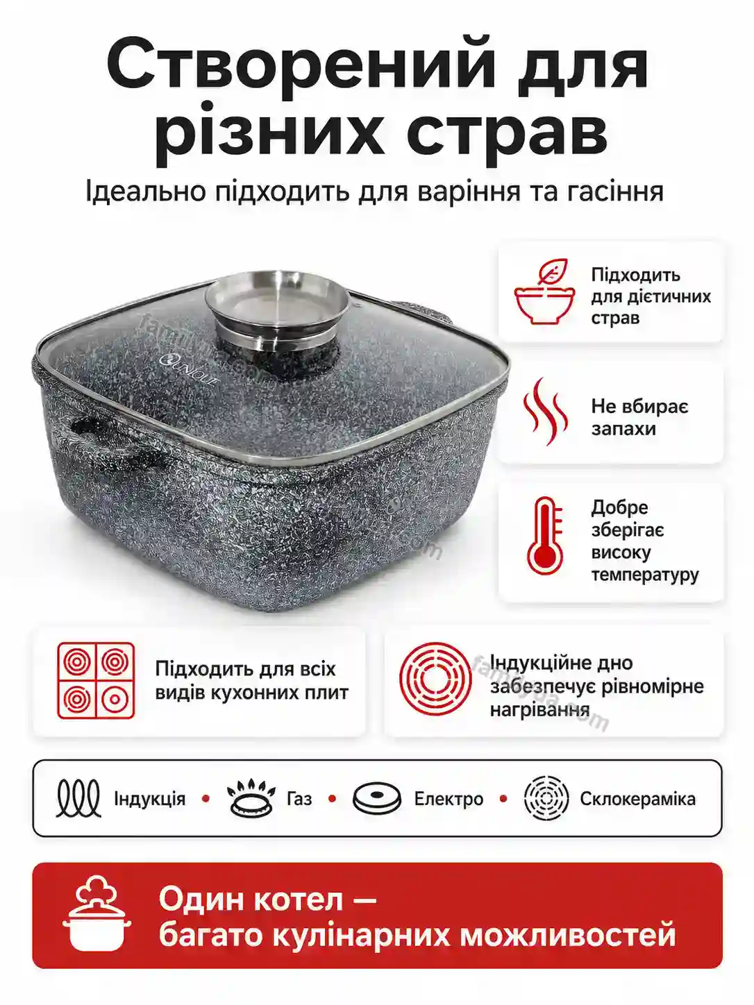 ✨ Котел квадратний кришкою Vira Easy Soft - використання