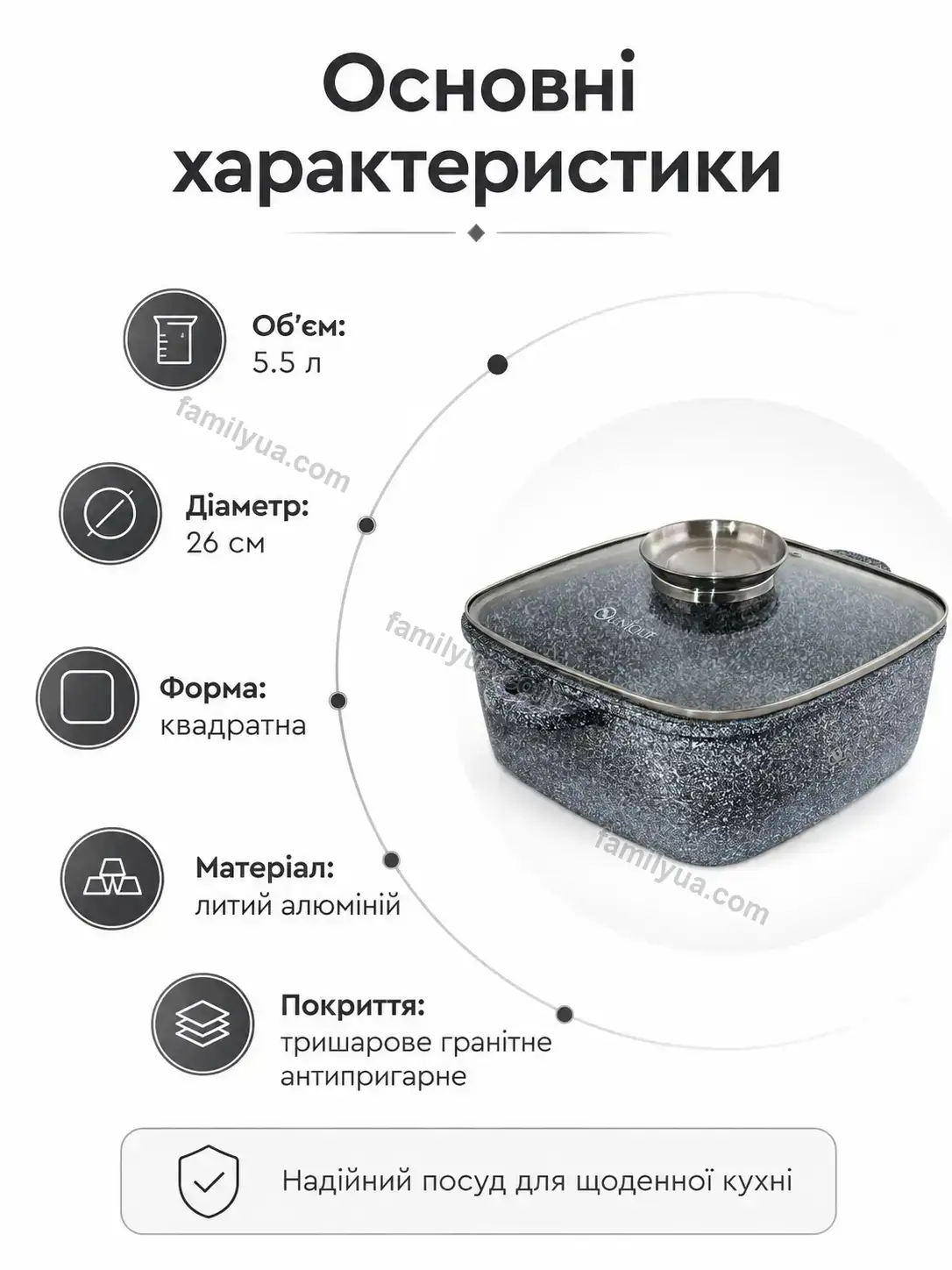 ✨ Котел квадртанний кришкою Olli Plus Urban