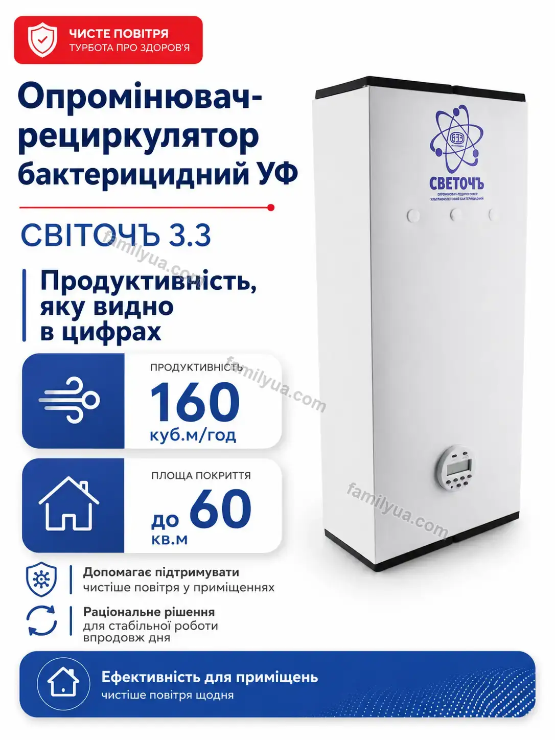 🌬️ Опромінювач рециркулятор бактерицидний уф Lagom Lite Calm - деталі