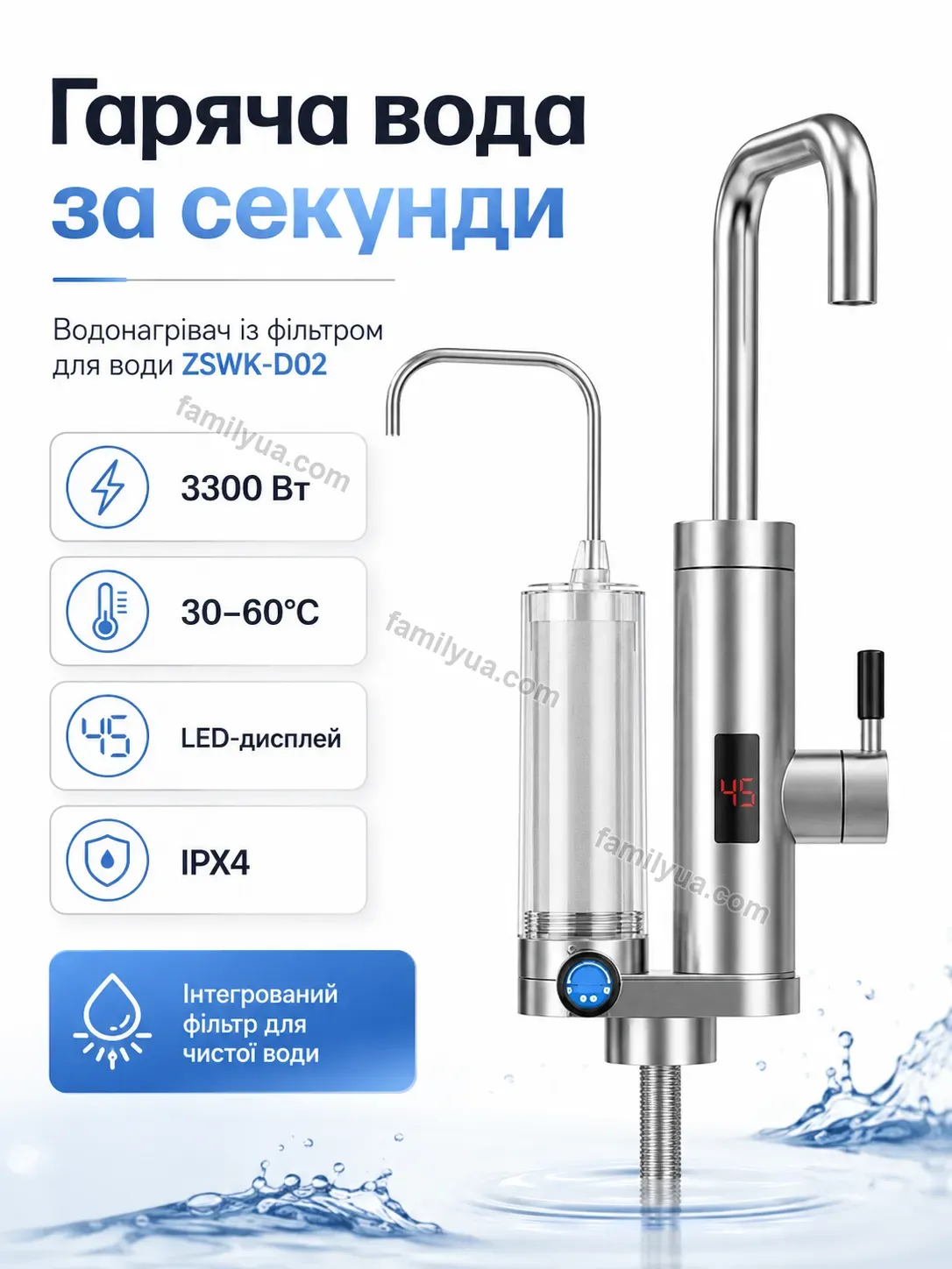 ✨ Водонагрівач із фільтром для Nuvia Easy Bright