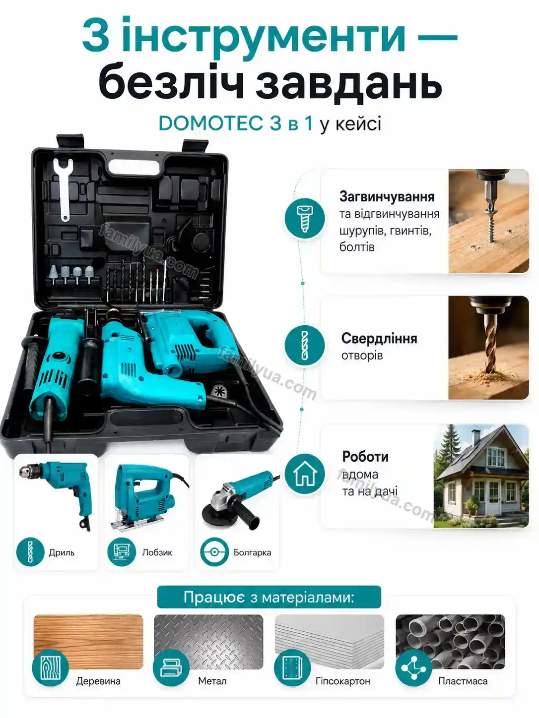 🔧 Набір електричних інструментів кейсі Laska Mini Bright - деталі