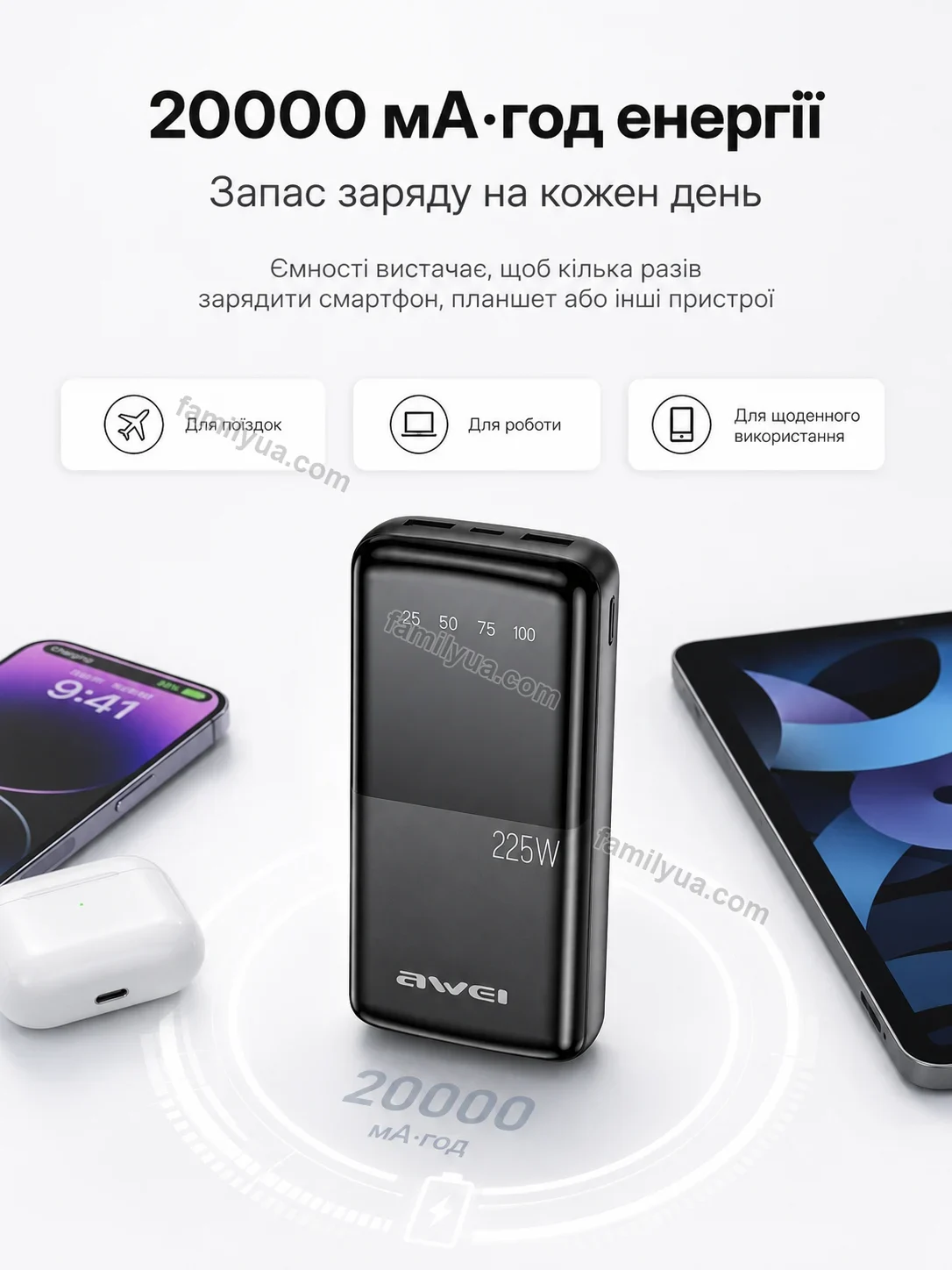 ✨ Мобільна зарядка Zorya Glow Soft - деталі